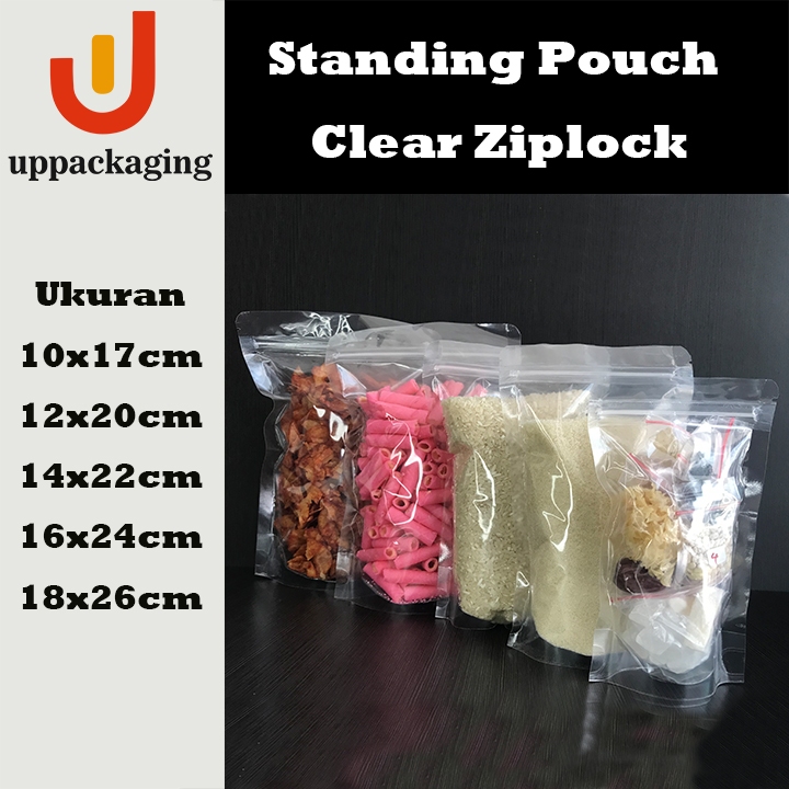 Jual Kemasan Makanan Standing Pouch Ziplock Clear Transparan Plastik