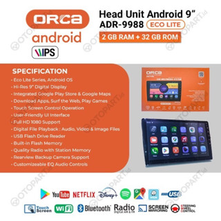 Jual Head Unit Double Din Android Orca ADR 9988 9 Inch 10 Inch Ram