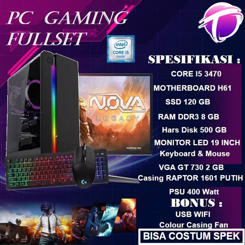 Jual Pc Komputer Rakitan Cpu Gaming Full Set Murah Core I Fullset