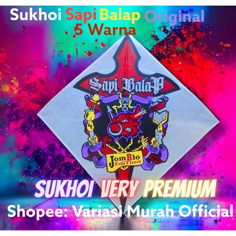 Jual 5pcs Layangan VERY PREMIUM Sukhoi Super Sapi Balap 5 Warna