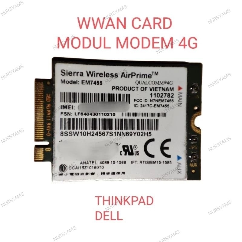 Jual Modul Modem EM7455 Wwan Card Lenovo Thinkpad Dell Latitude