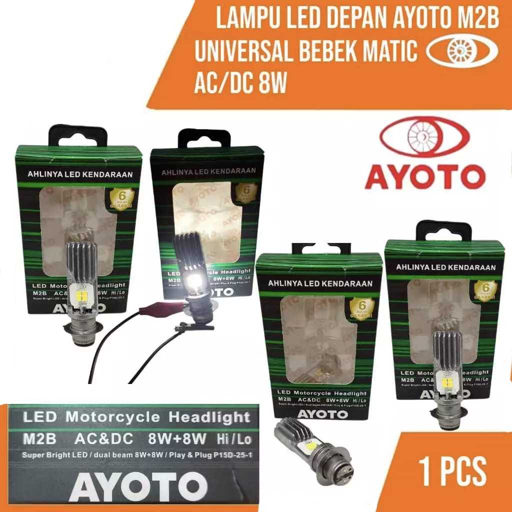 Jual LAMPU LED DEPAN AYOTO M2B AC DC 8 WATT UNIVERSAL MATIC DAN BEBEK