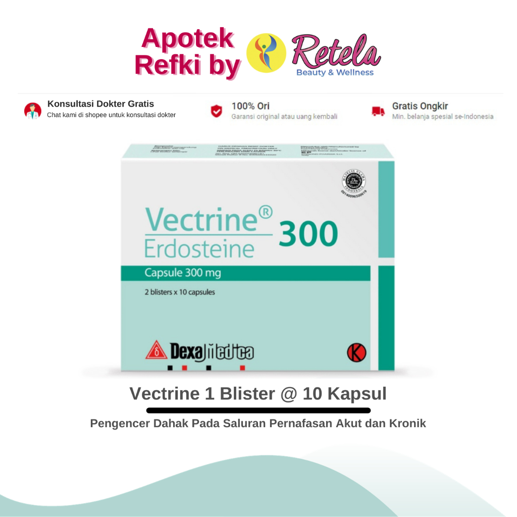 Jual Vectrine 1 Blister 10 Kapsul Erdosteine 300 Mg Pengencer