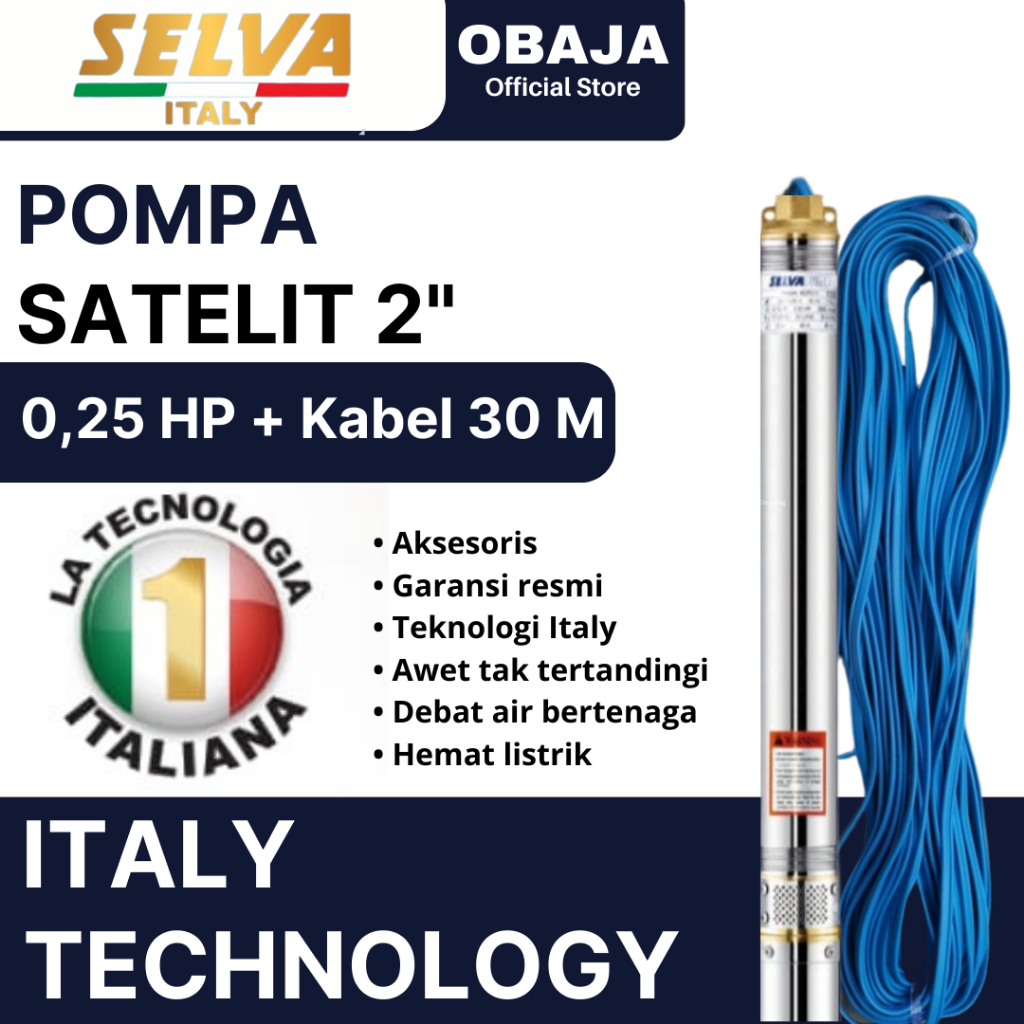 Jual Selva Pompa Satelit 2 Inch 0 25 HP Kabel 30 M Selva Pompa