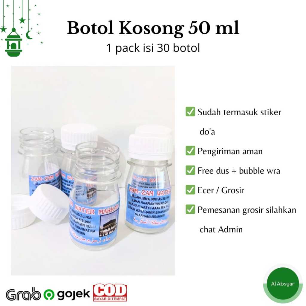 Jual Botol Kosong Air Zamzam 50 Ml Isi 30 Pcs Paket Oleh Oleh Haji