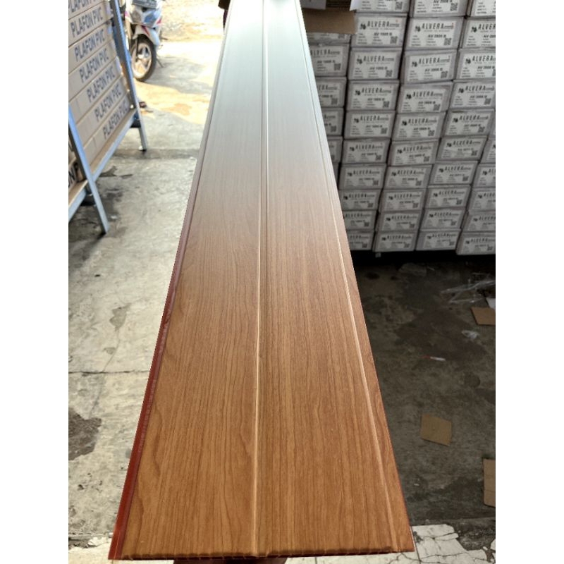 Jual Plafon Pvc Serat Kayu Doff Coklat Muda Alvera Shopee Indonesia