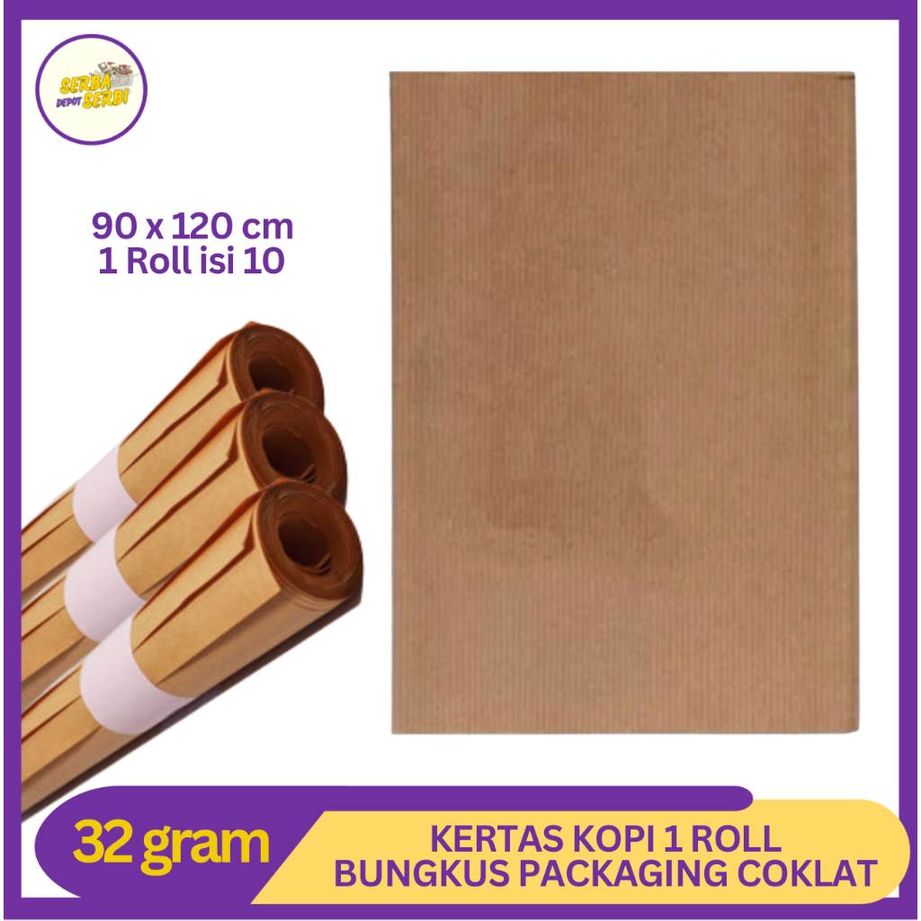 Jual Kertas Kopi 90x120 Sampul Buku Kertas Coklat 32gr 1 Roll Isi 10