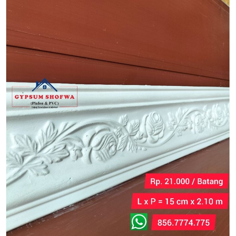 Jual List Gypsum Motif Mawar Baru 15 Cm List Profil Gypsum Plafon