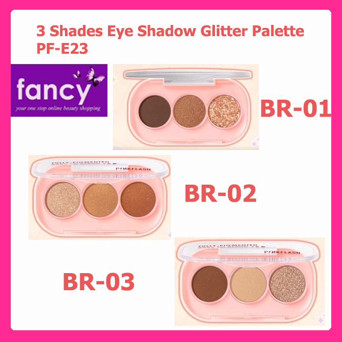 Jual Pinkflash Shades Eyeshadow Palette Giltter High Pigment Easy To