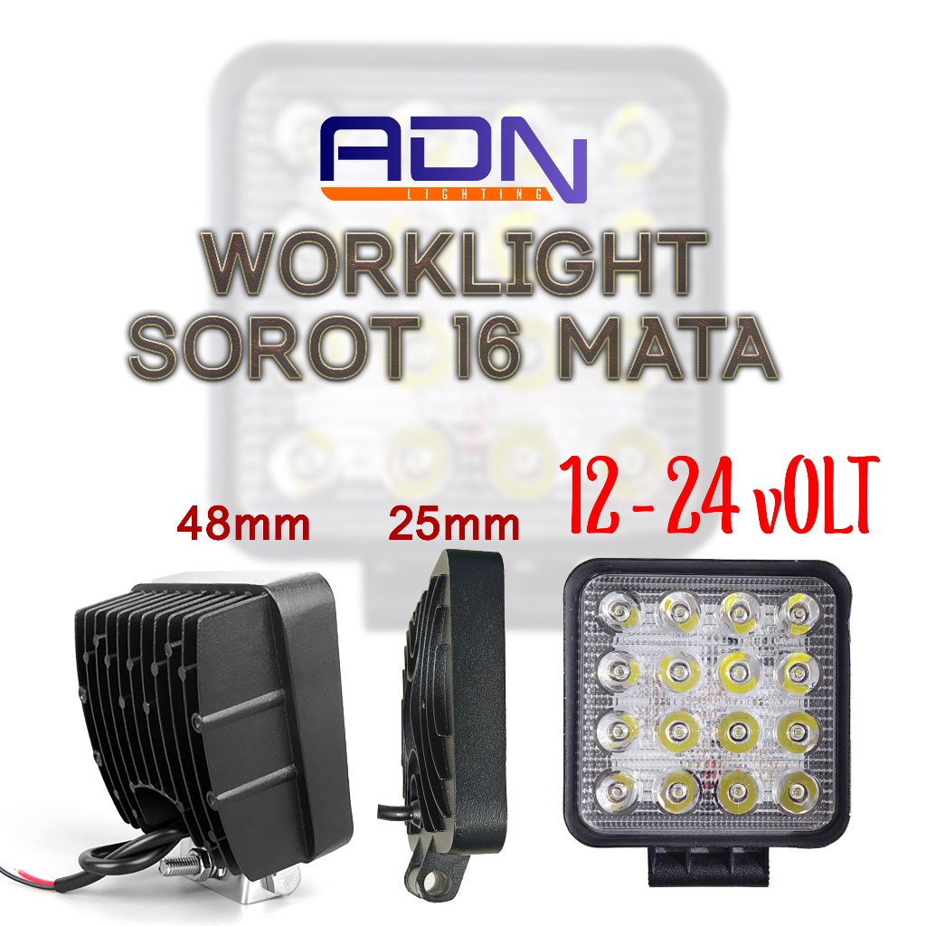 Jual Lampu LED Sorot Tembak Tebal Worklight Mobil Truk 48 Watt 16 Titik