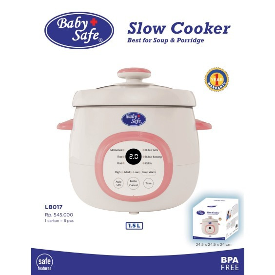 Jual Baby Safe Digital Slow Cooker 1 5L Alat Memasak MPASI LB017