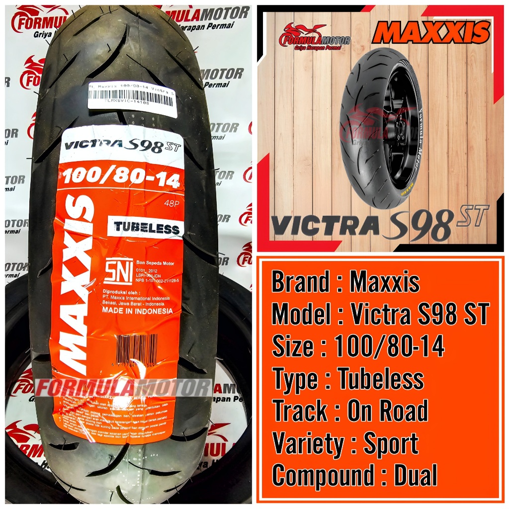 Jual 100 80 14 Ban Maxxis Victra S98 ST Ring 14 Tubeless Dual Compound