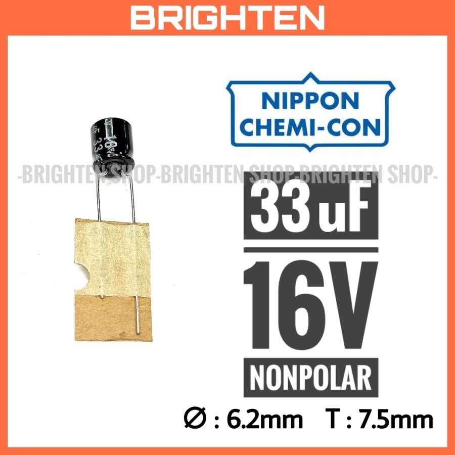 Jual NIPPON CHEMICON 33uF 16V Kapasitor Nonpolar Bipolar Shopee Indonesia