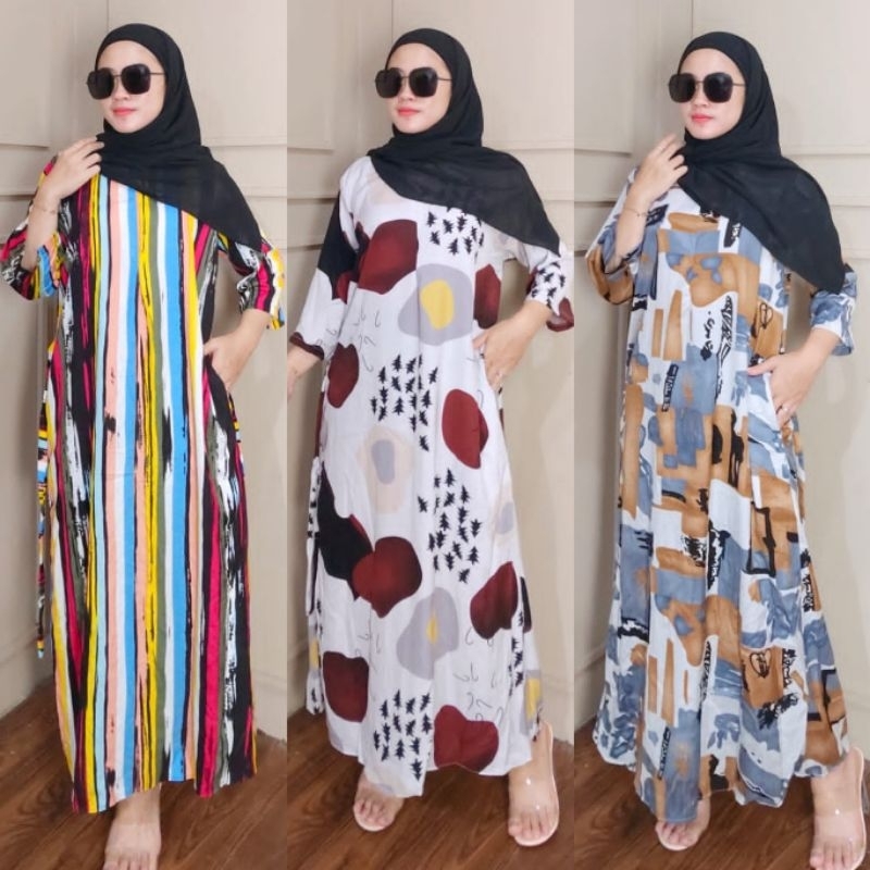 Jual BISA COD DASTER LONG BUSUI JUMBO RAYON VISCOSE GAMIS DASTER