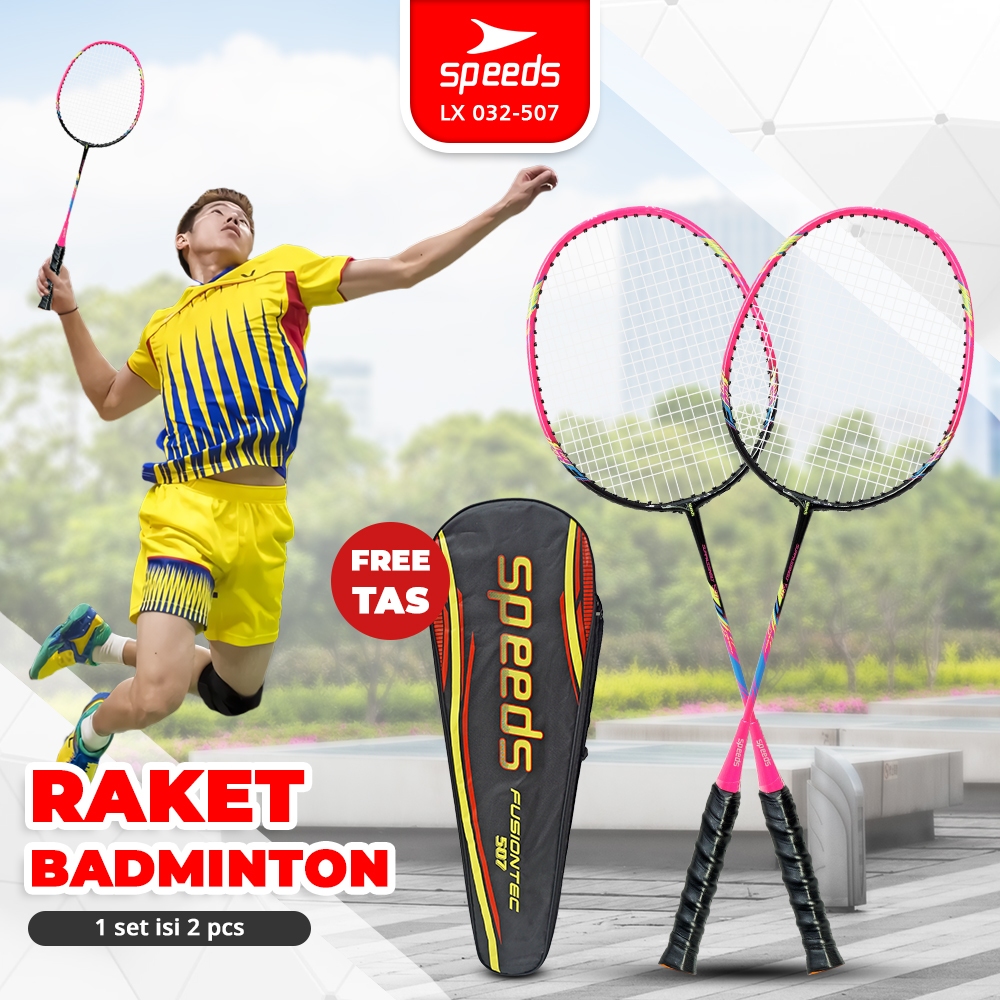 Jual SPEEDS Raket Badminton Bulu Tangkis Paket Lengkap 1 Set 2pcs Alat