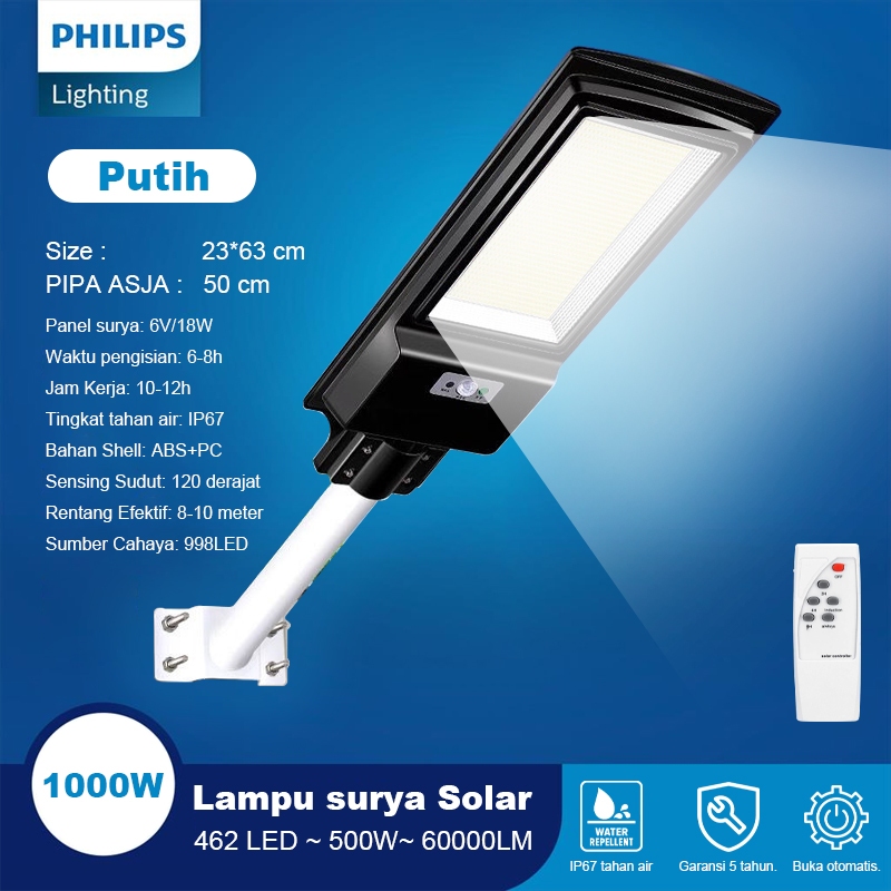 Jual 1000W Lampu Tenaga Surya Outdoor IP67 Anti Air Motion Sensor Lampu