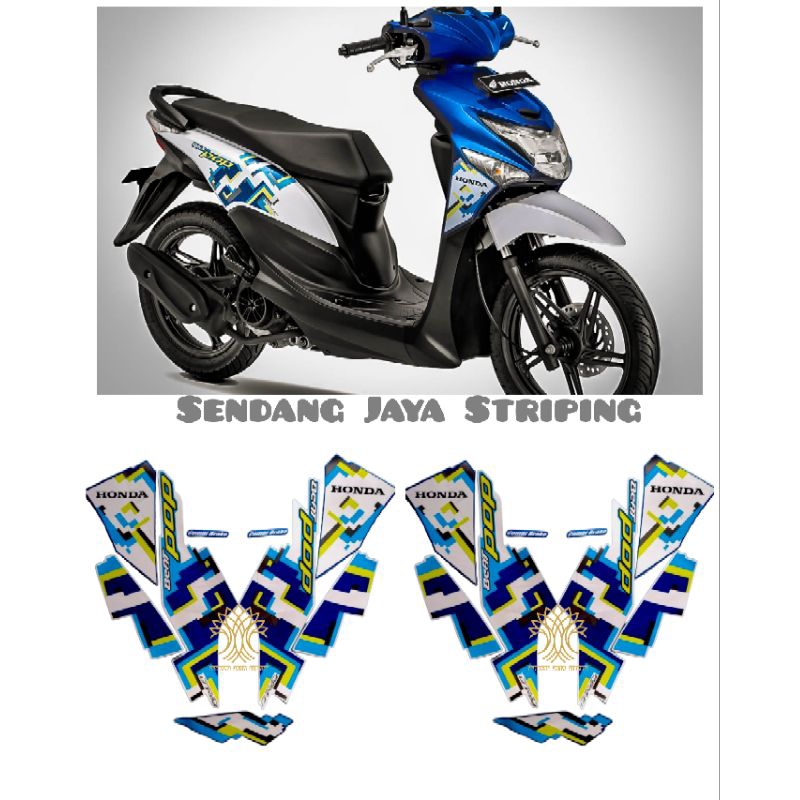 Jual Stiker Striping Lis Les Body Motor Honda Beat Pop Biru