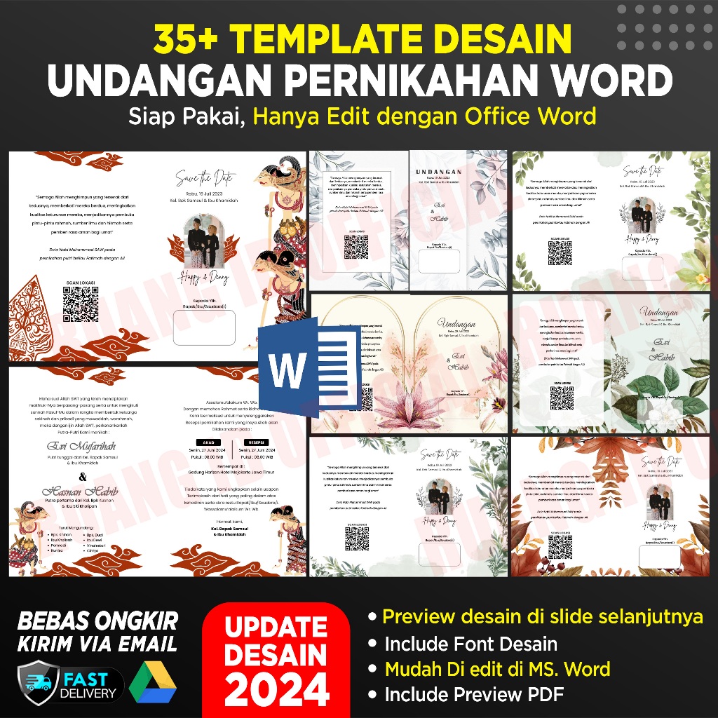 Jual Template Desain Undangan Pernikahan Word Kekinian Aesthetic Rustic