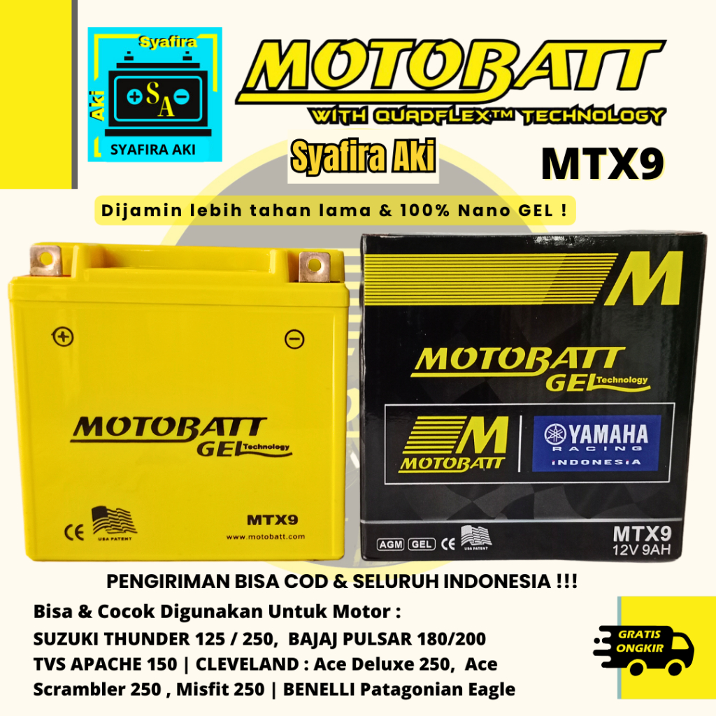 Jual Aki Motor Suzuki Thunder Motobatt Aki Gel Aki Kering Mtx Ah