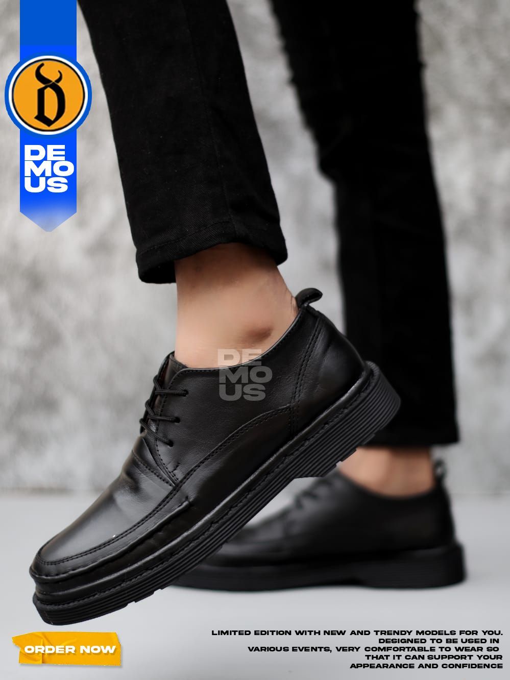 Jual Demous Sepatu Formal Oxford Hitam Kulit Asli Pantofel Kerja