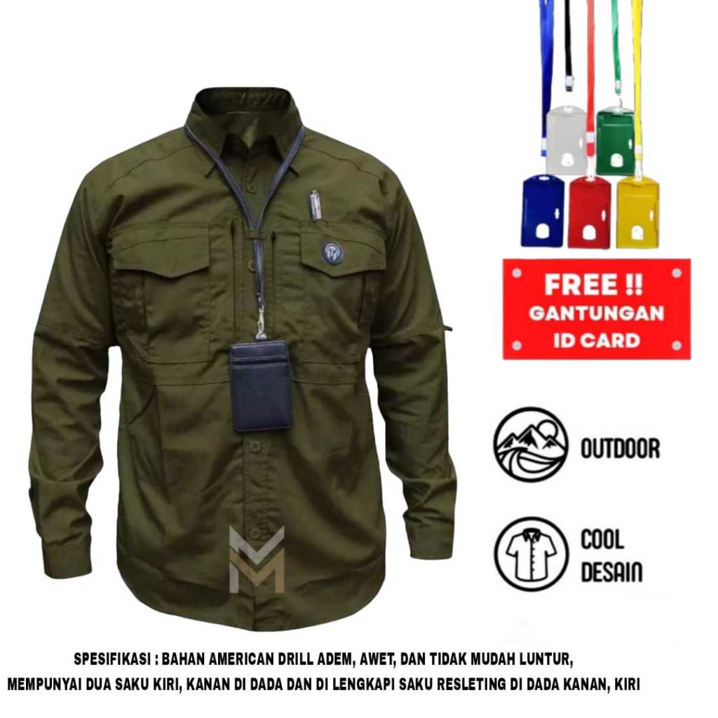 Jual Grosir Kemeja Tactical M TAC Free Gantungan ID Card Kemeja