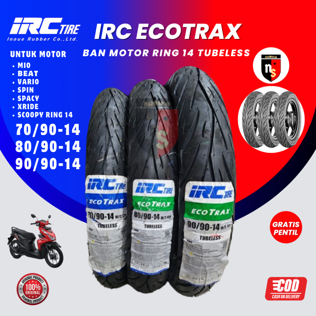 Jual Ban IRC ECOTRAX NR96 90 90 80 90 70 90 Ring 14 Motor Beat Vario