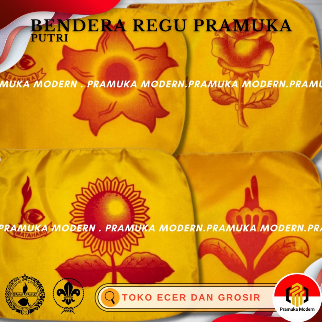 Jual Bendera Regu Pramuka Putri Lengkap Variasi Bendera Regu Bunga