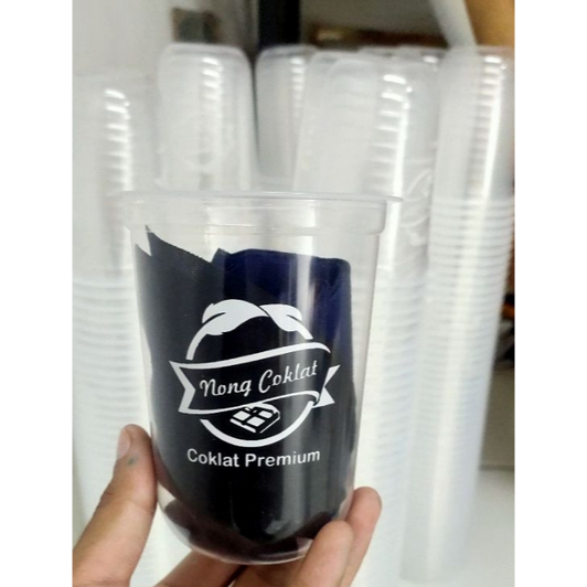 Jual Cup Gelas Plastik Custom Sablon Printing Oval Gram Tebal