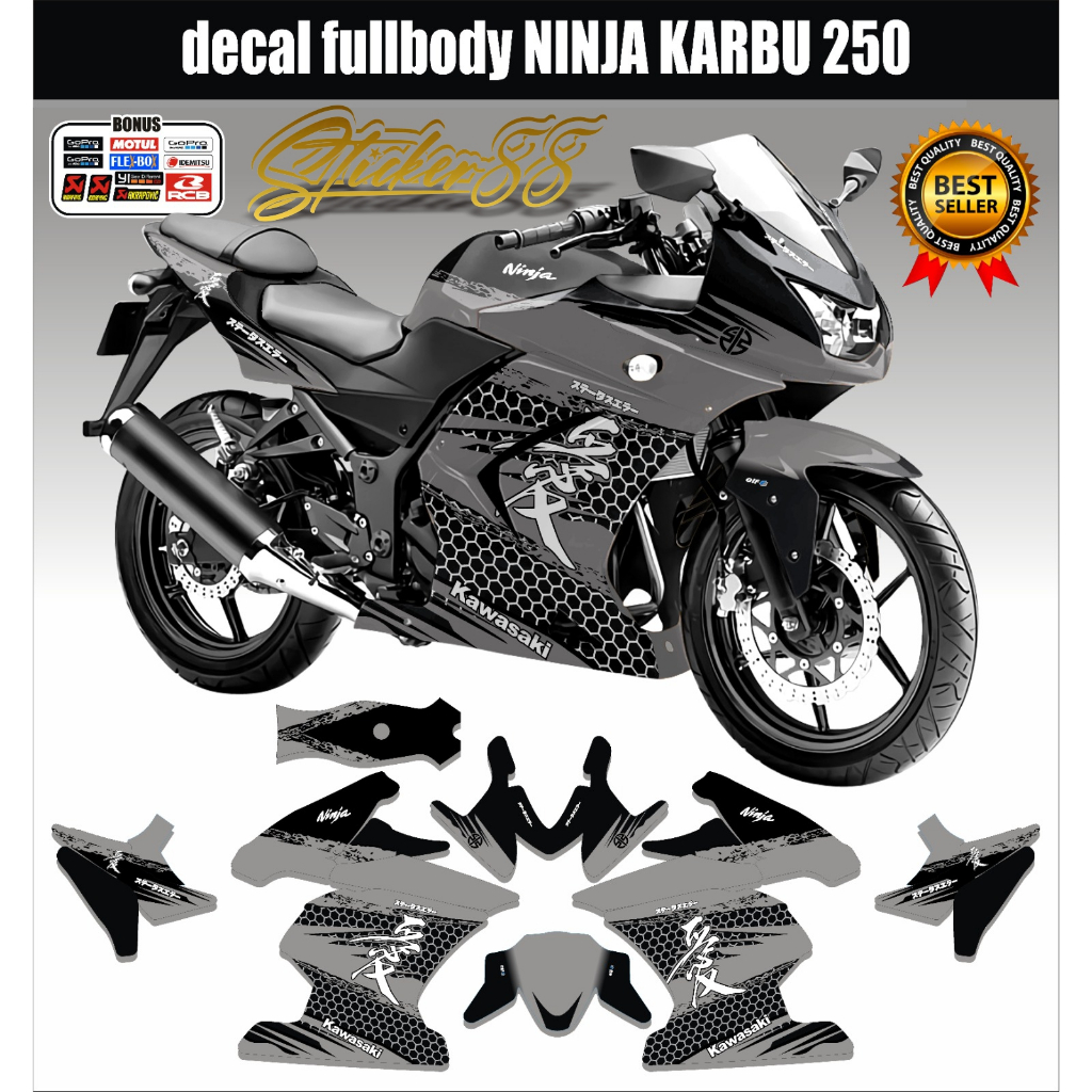 Jual Sticker Decal Full Body Ninja Karbu Grafis Kanji Karbon