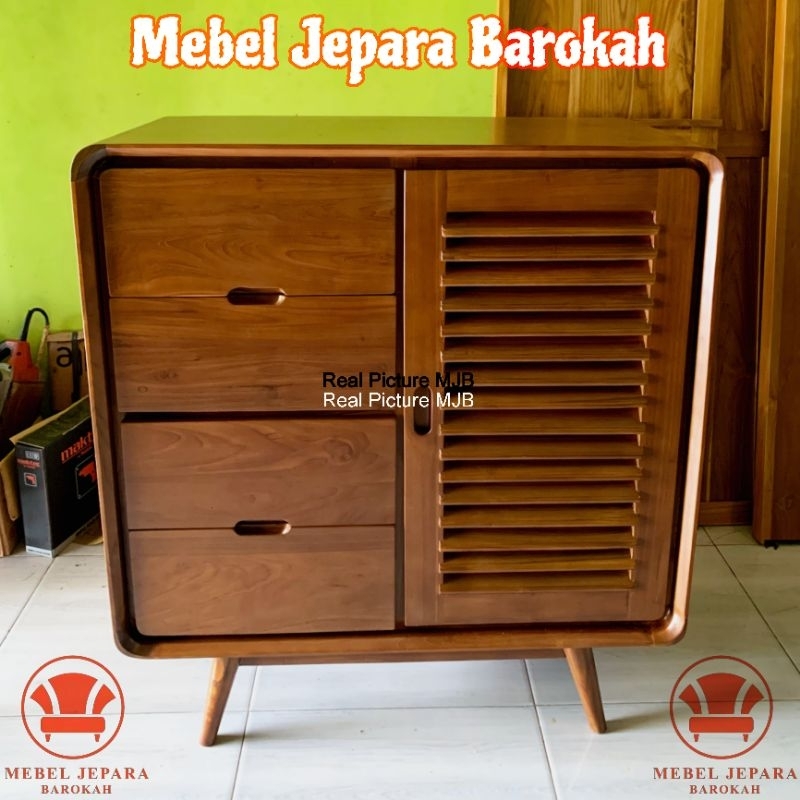 Jual Meja Nakas Hias Retro Kayu Jati Minimalis Lemari Kabinet Rak 4