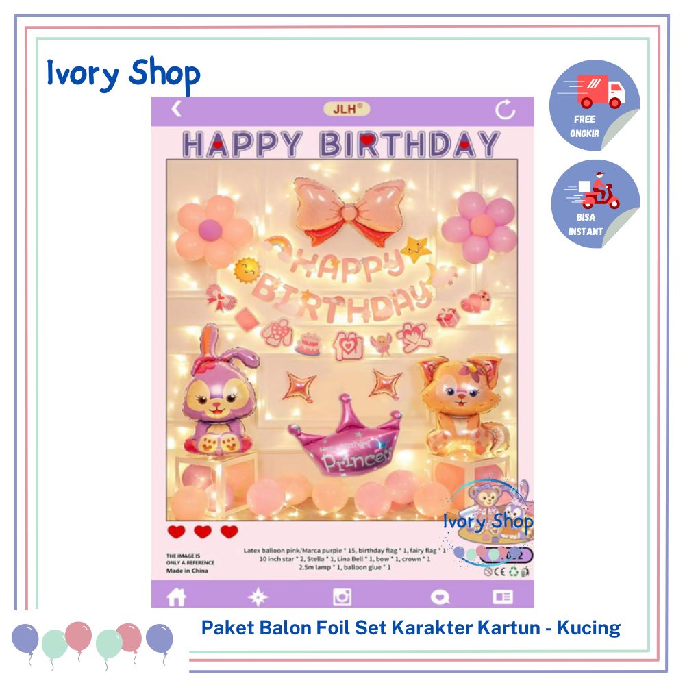 Jual Paket Balon Foil Set Karakter Kartun Kuromi Mario Bros Frozen