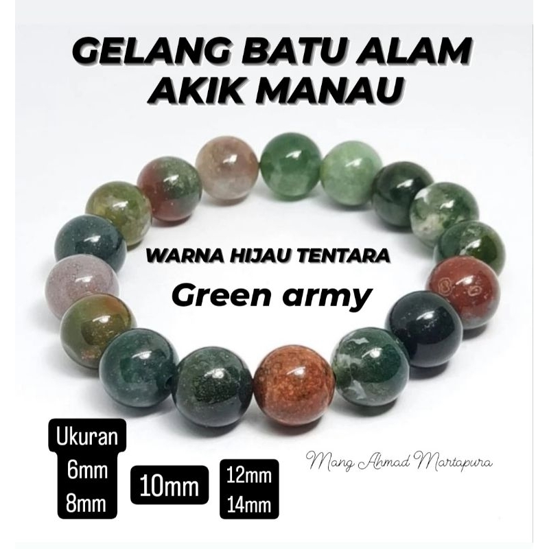 Jual Gelang Batu Akik Manau Hijau Lumut Suliki Batu Green Army