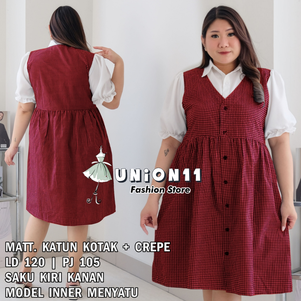 Jual UNION11 DRESS WANITA JUMBO XXXL DRESS JUMBO WANITA LD 120