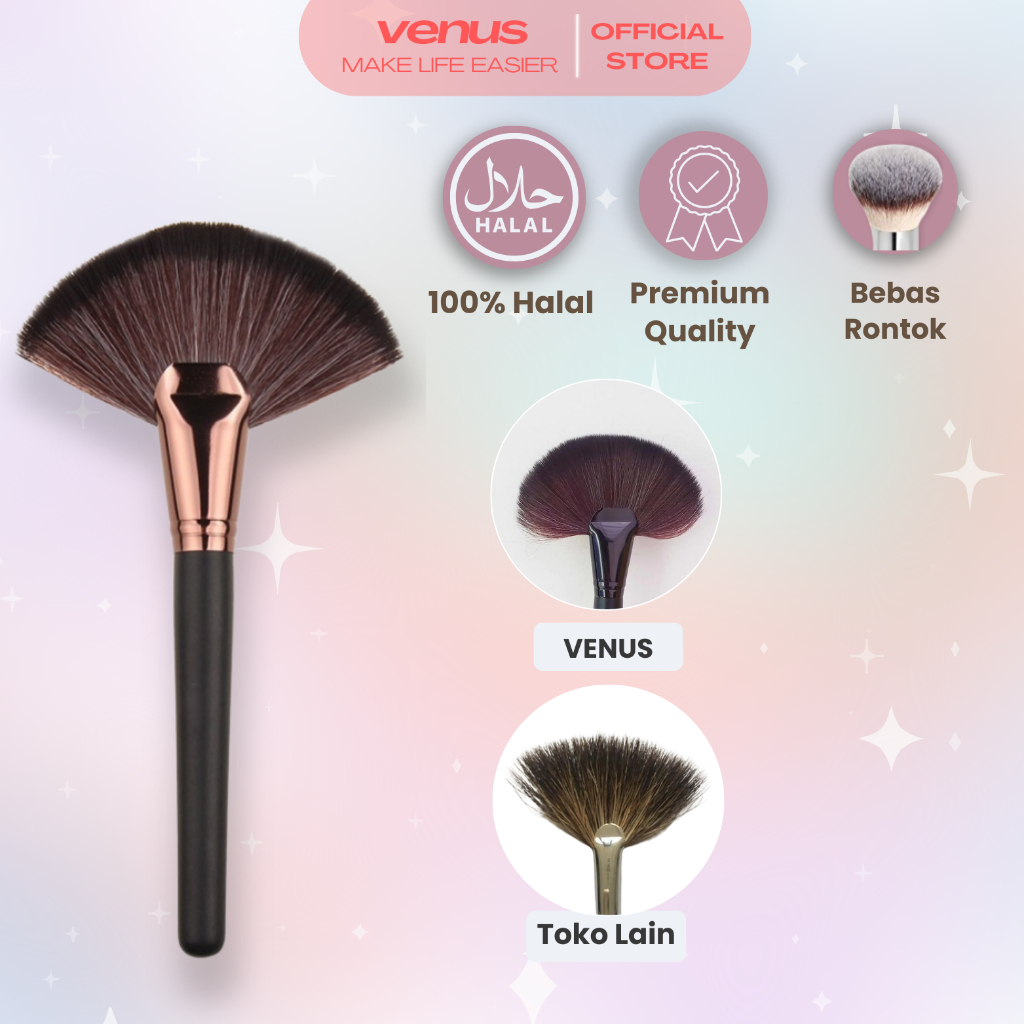 Jual VENUSJKT Fan Brush Make Up Kuas Kipas Make Up Kuas