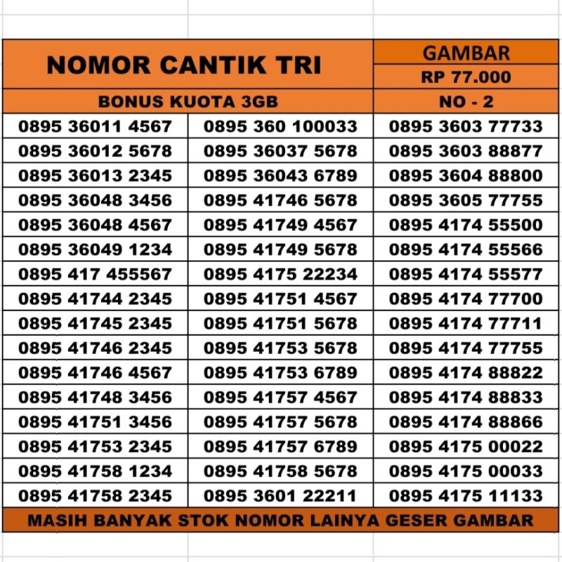 Jual Kartu Perdana Tri 13 Digit Happy Nomor Cantik Prabayar Shopee