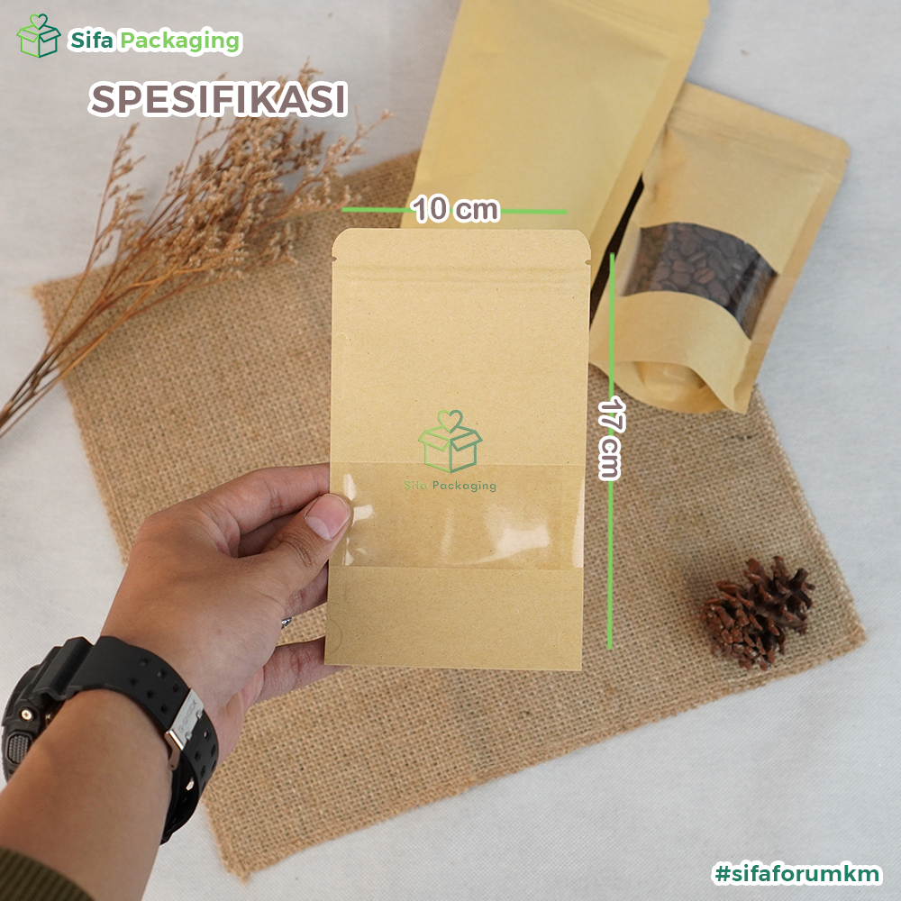 Jual Standing Pouch Kraft Paper Full Ziplock Plastik Klip Kemasan Snack