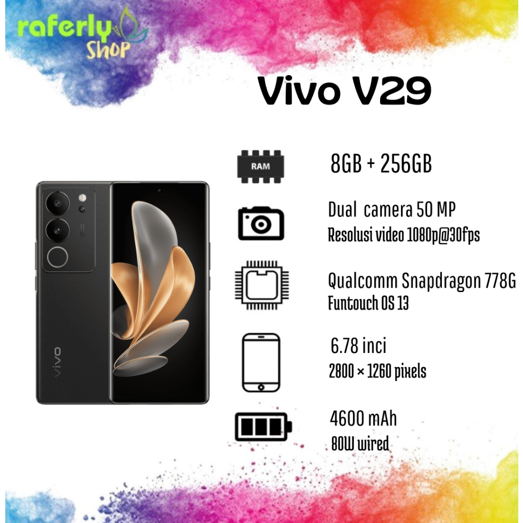 Jual VIVO V29 5G 12 512GB 50MP Camera 50W FlashCharge 4600mAh 100