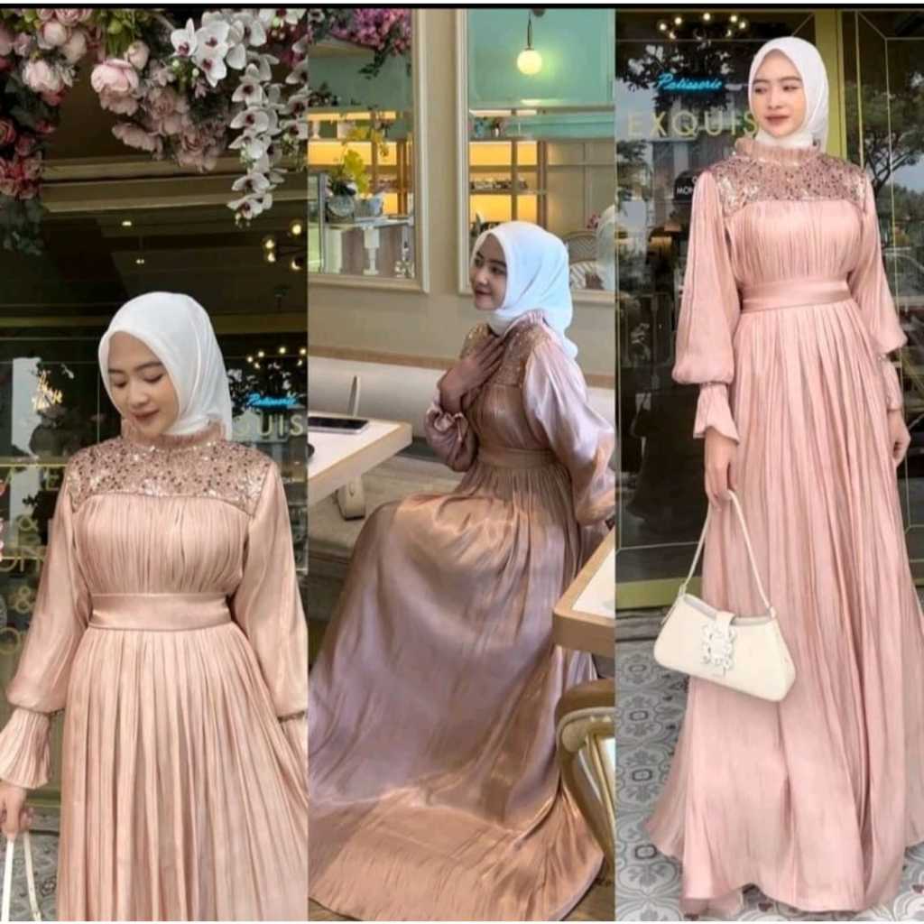 Jual Neira Dress Maxy Gamis Muslim Wanita Modern Kekinian Matt Bahan