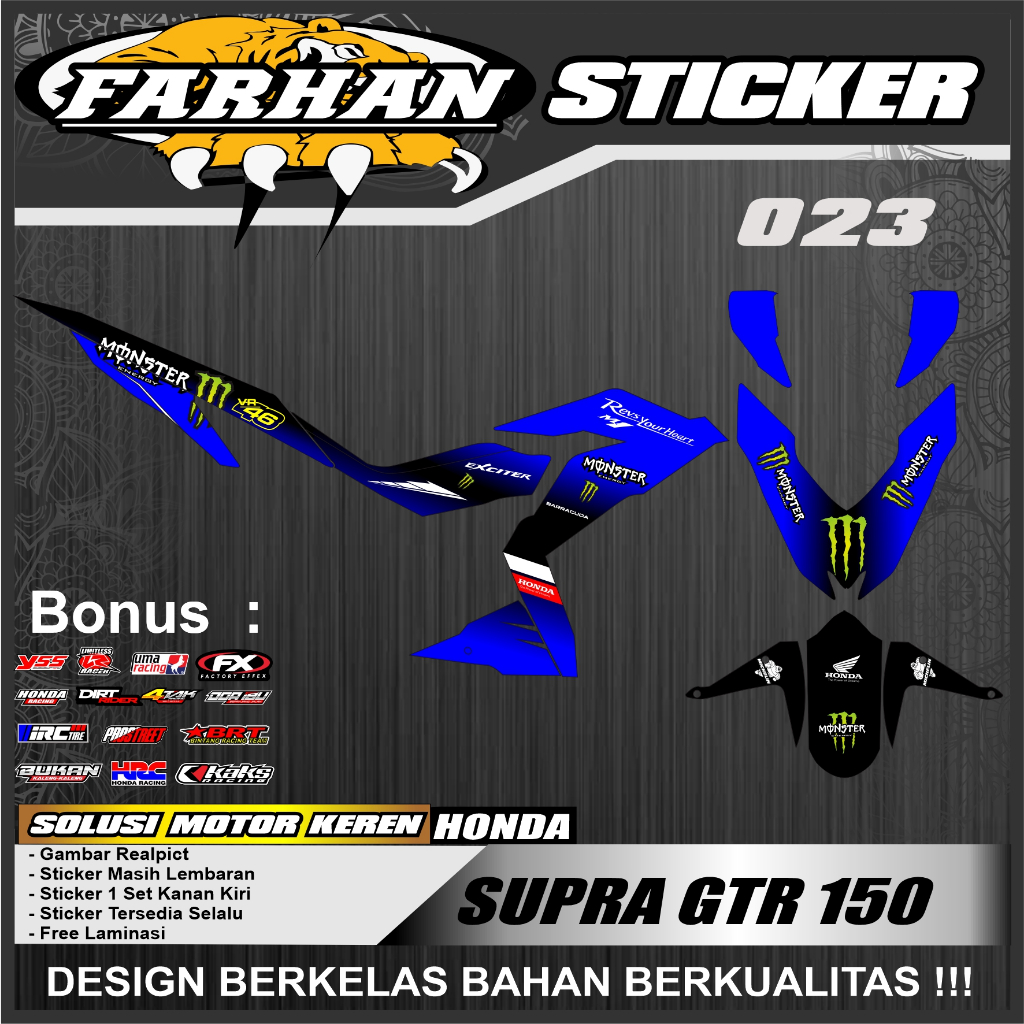 Jual F Decal Stiker Supra Gtr Full Body Desain Monster Shopee