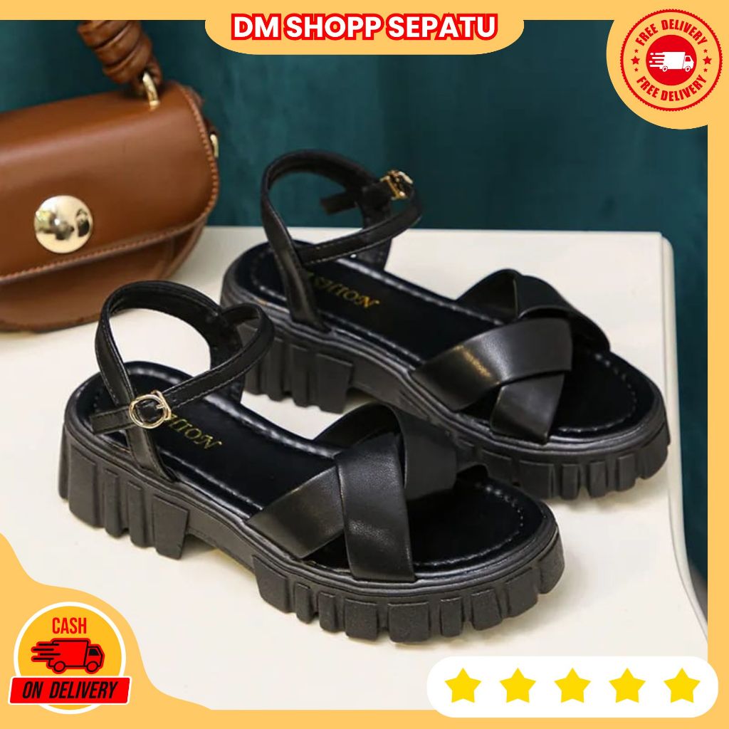 Jual Dm Shop Sendal Wedges Wanita Strap Silang Al Shopee Indonesia