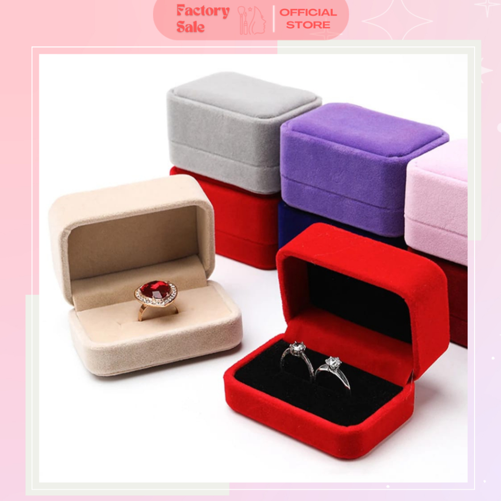 Jual Kotak Cincin Beludru Couple Pasangan Jewelry Cincin Box Anting