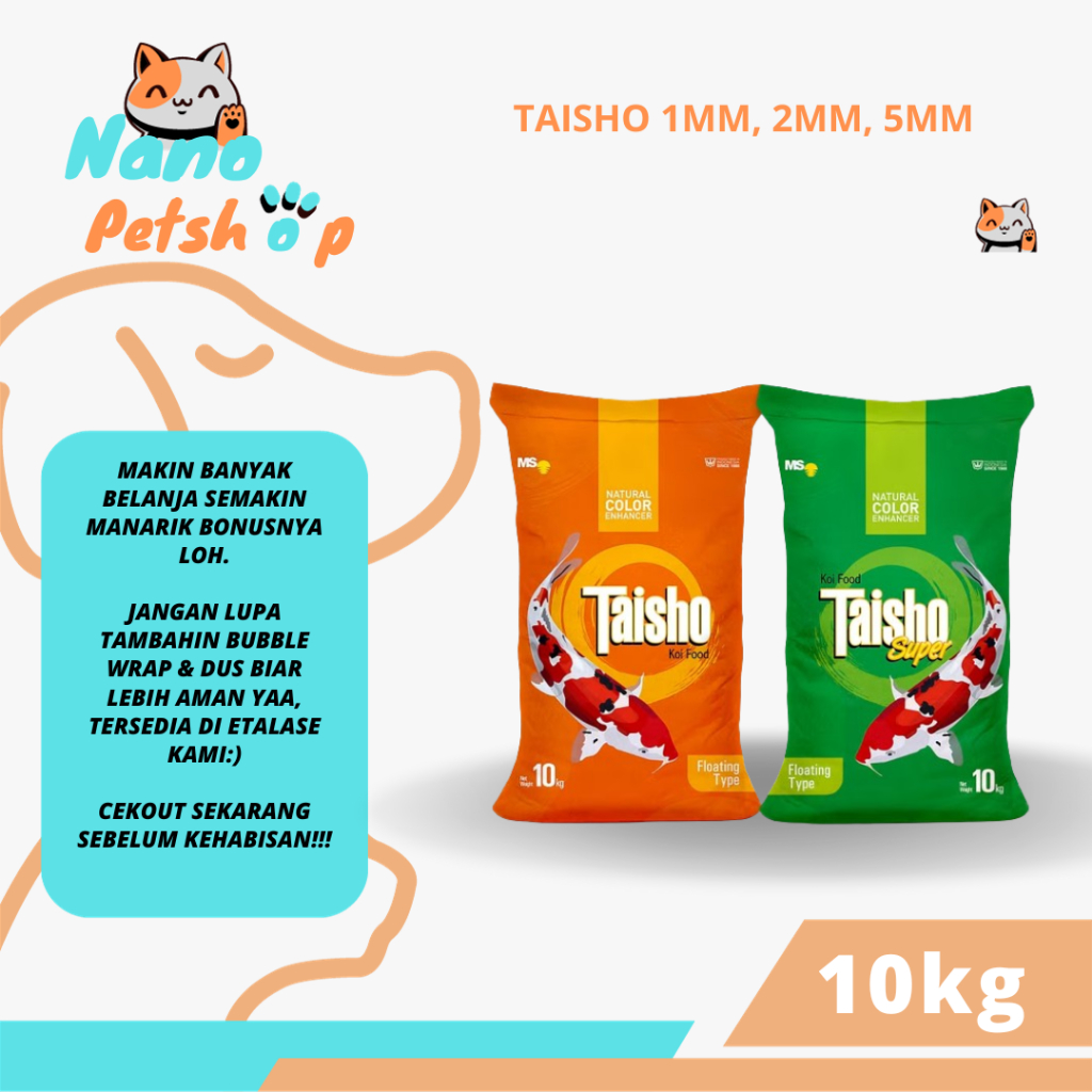 Jual Taisho 10kg Pakan Pelet Makanan Ikan Koi 1mm 2mm 5mm REGULER