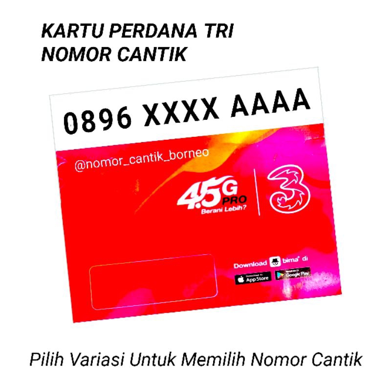 Jual Kartu Perdana Three Nomor Cantik Tri Prabayar Kwarted 7777