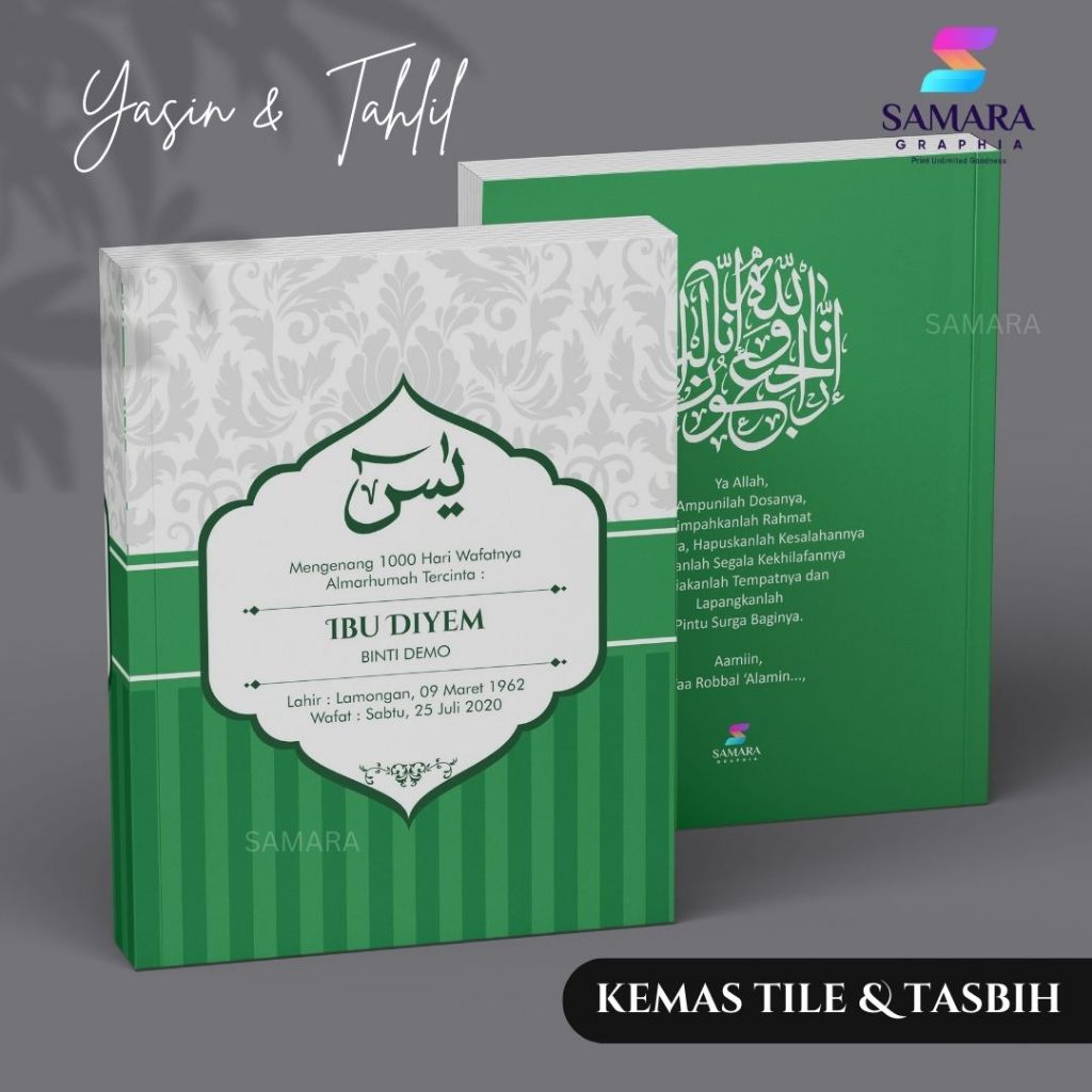 Jual Buku Yasin Dan Tahlil Custom Softcover Foto Lengkap Gratis Tasbih