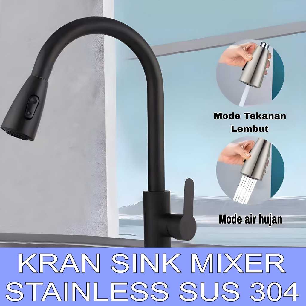 Jual Pplus Kran Sink Mixer Tarik Stainless Sus Hitam Kran