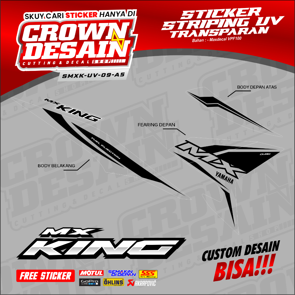 Jual Striping Transparan Mx King Variasi Desain Simpel Stiker