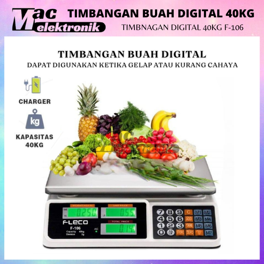 Jual Timbangan Buah Digital Pricing Scale Double Display Kg Type F