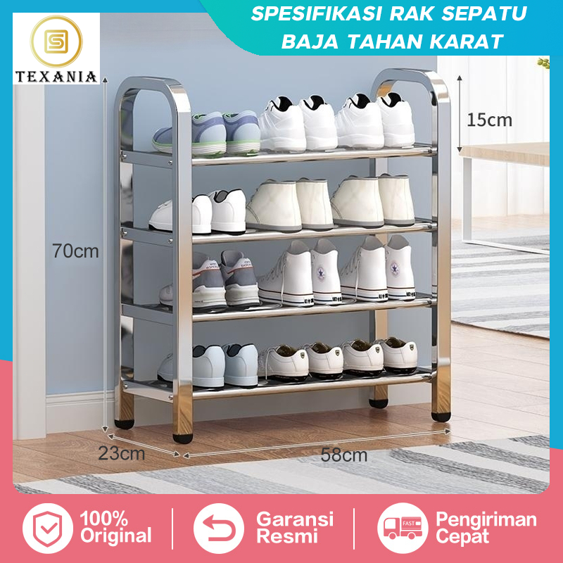 Jual Texania Rak Sepatu Sanda Stainless Steel Portable Kuat Tempat