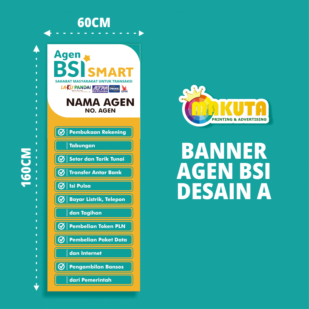 Jual Spanduk Banner Agen BRILINK BSI Smart BNI 46 Mandiri Custom Desain