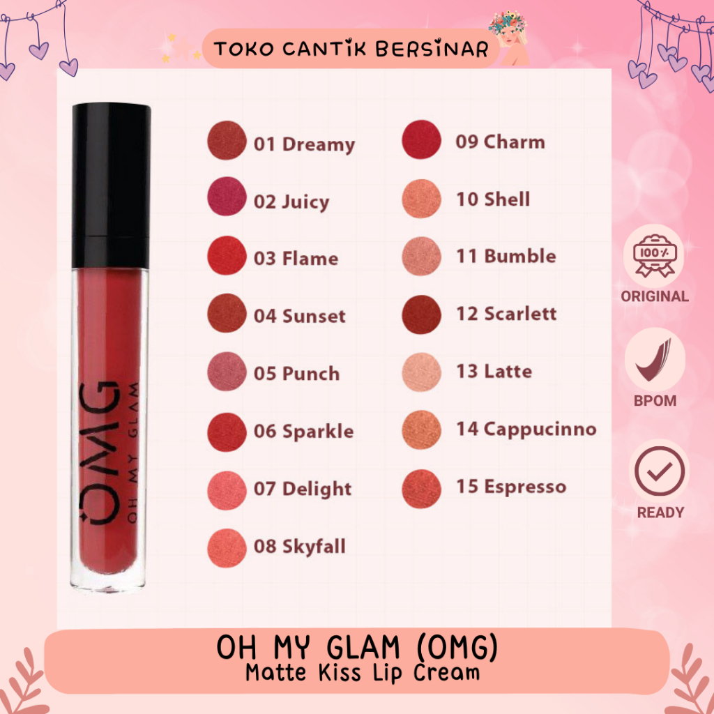 Jual OMG OH MY GLAM Matte Kiss Lip Cream Lipstick Lipstik LIPCREAM